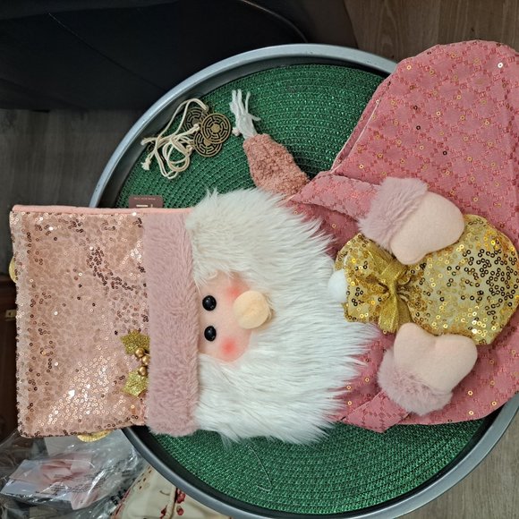 Get all 3 Pink Christmas stocking - Picture 3 of 3